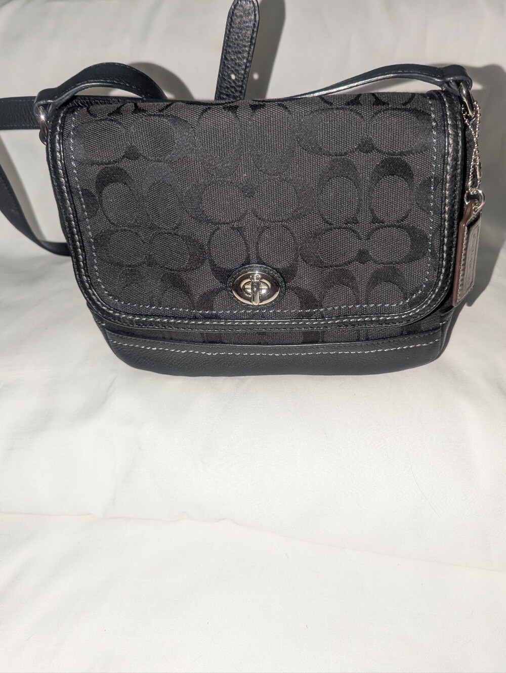 Coach Park Black Signature Canvas Turn-Lock Crossbody